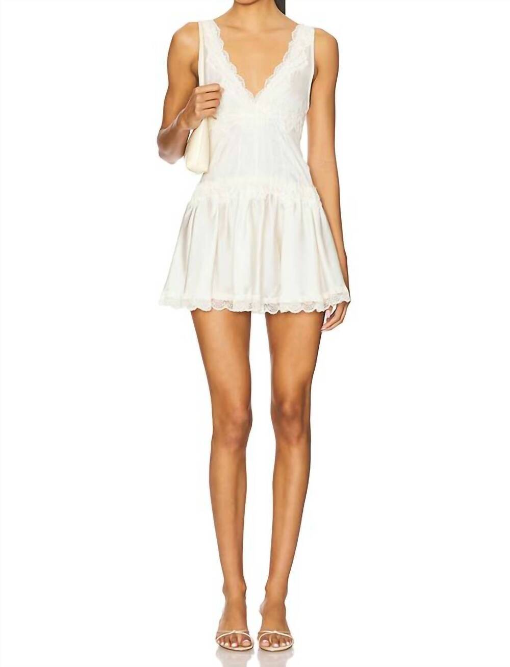 NEW FREE PEOPLE groove mini slip dress in tofu